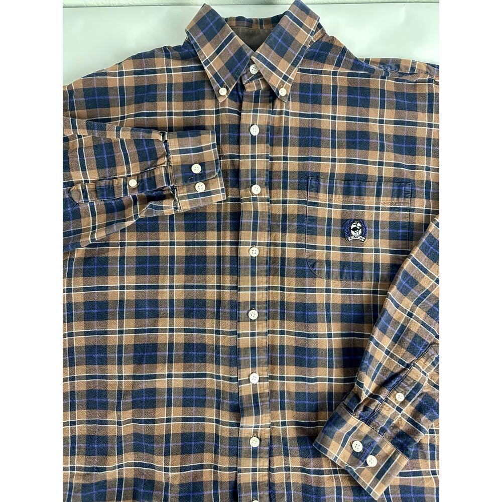Cinch Size Medium Brown Plaid Flannel 100% Cotton Long Sleeve Shirt Western